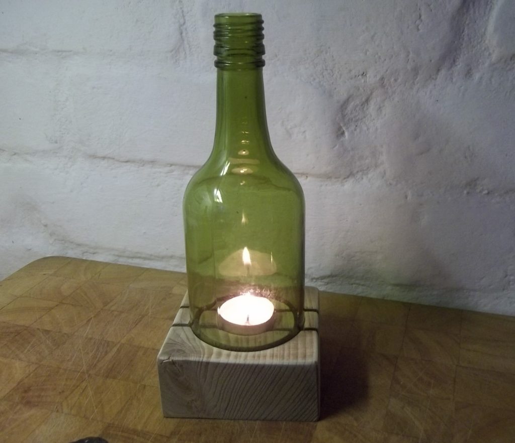 Single Chunky Tealight Holder and Wine Bottle Estuary Home